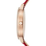 Emporio Armani Kappa Classic Quartz Silver Dial Red Leather Strap Watch For Women - AR11114