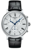 Tissot Carson Premium Chronograph White Dial Black Leather Strap Watch For Men - T122.417.16.033.00