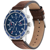 Tommy Hilfiger Jimmy Chronograph Quartz Blue Dial Brown Leather Strap Watch For Men - 1791946