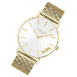 Coach Perry White Dial Gold Mesh Bracelet Watch for Women - 14503125