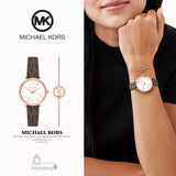 Michael Kors Pyper Quartz Silver Dial Brown Leather Strap Watch for Women - MK1036