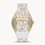 Michael Kors Jessa Multifunction Gold Dial White Leather Strap Watch For Women - MK7204