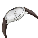 Calvin Klein Minimal Silver Dial Brown Leather Strap Watch for Men - K3M211G6