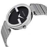 Gucci G Interlocking Black Dial Silver Steel Strap Watch For Women - YA133307