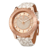 Michael Kors Runway Quartz Rose Gold Dial White Leather Strap Watch For Women - MK6980