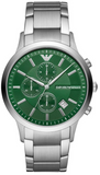 Emporio Armani Renato Chronograph Green Dial Silver Steel Strap Watch For Men - AR11507