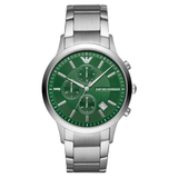 Emporio Armani Renato Chronograph Green Dial Silver Steel Strap Watch For Men - AR11507