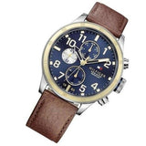 Tommy Hilfiger Sport Multifunction Blue Dial Brown Leather Strap Watch for Men - 1791137