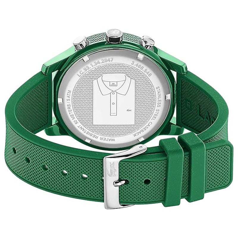 Lacoste 12.12 Chronograph Green Dial Green Silicone Strap Watch for Men - 2010973