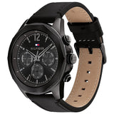 Tommy Hilfiger Lars Chronograph Black Dial Black Leather Strap Watch For Men - 1792062