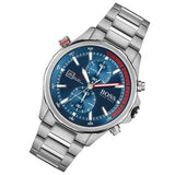 Hugo Boss Globetrotter Blue Dial Silver Steel Strap Watch for Men - 1513823