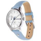 Tommy Hilfiger Brooke Silver Dial Blue Leather Strap Watch for Women - 1782023