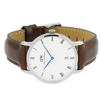 Daniel Wellington Dapper Bristol White Dial Brown Leather Strap Watch For Women - DW00100098