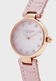 Coach Hayley Mother of Pearl Pink Dial Pink Leather Strap Watch for Women - 14503537