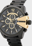 Diesel Mega Chief Chronograph Black Dial Black Steel Strap Watch For Men - DZ4338