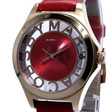 Marc Jacobs Henry Skeleton Red Dial Red Leather Strap Watch for Women - MBM1338