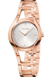 Calvin Klein Class White Dial Rose Gold Steel Strap Watch for Women - K6R23626