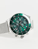 Hugo Boss Admiral Green Dial Silver Mesh Bracelet Watch for Men - 1513905