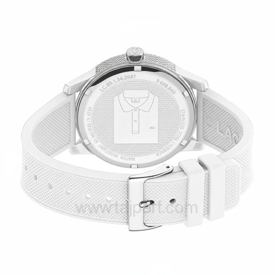 Lacoste 12.12 White Dial White Silicon Strap Watch for Men - 2010984