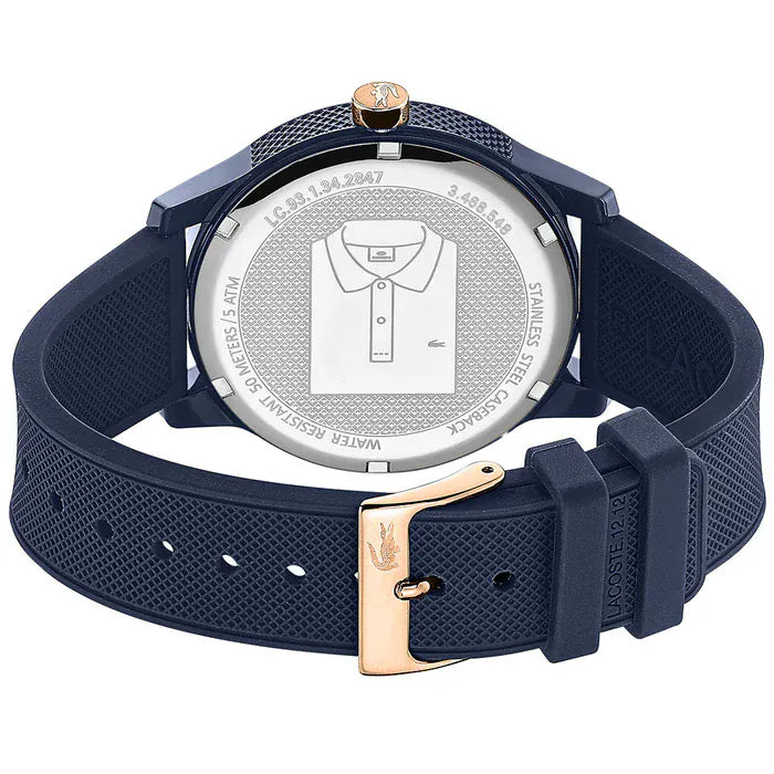 Lacoste 12.12 Navy Blue Dial Navy Blue Silicone Strap Watch for Men - 2011011