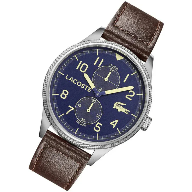 Lacoste Continental Blue Dial Brown Leather Strap Watch for Men - 2011040