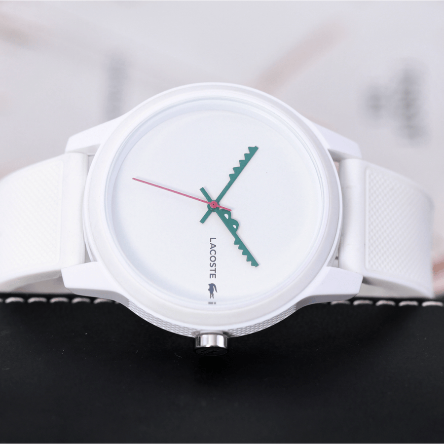 Lacoste 12.12 White Dial White Silicone Strap Watch for Men - 2011069