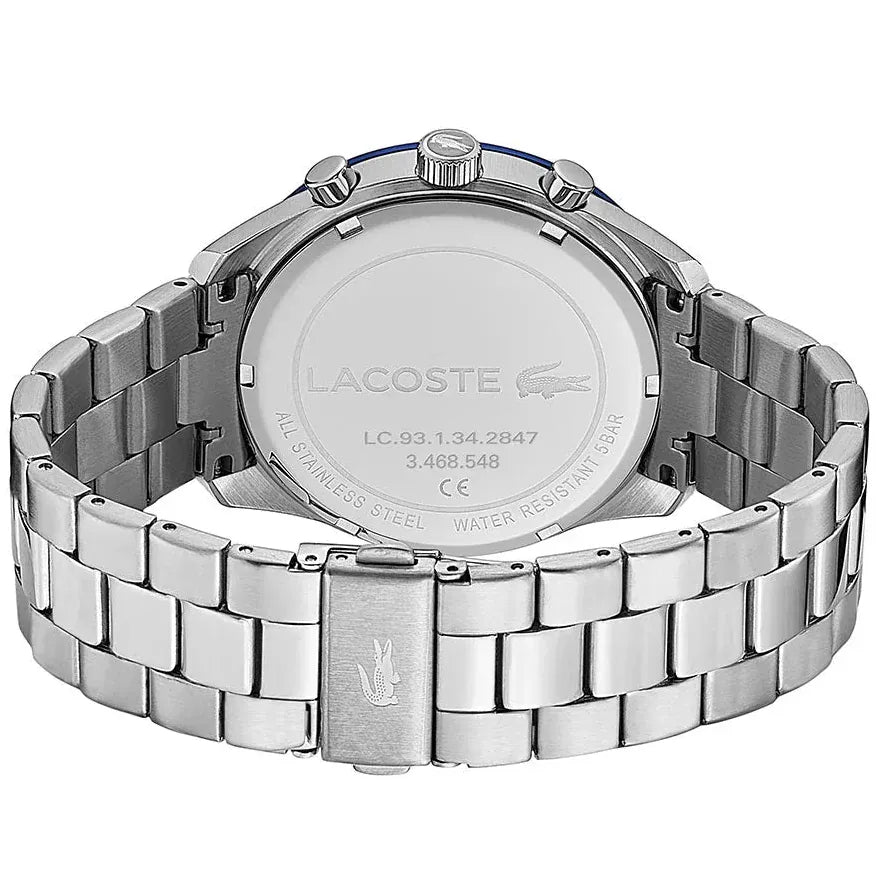 Lacoste Boston Chronograph Blue Dial Silver Steel Strap Watch for Men - 2011081