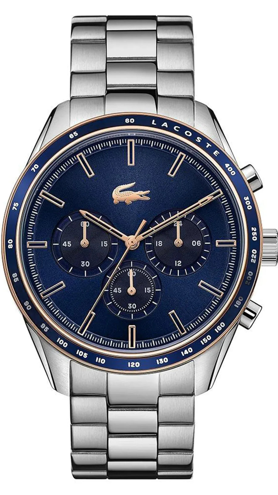 Lacoste Boston Chronograph Blue Dial Silver Steel Strap Watch for Men - 2011081