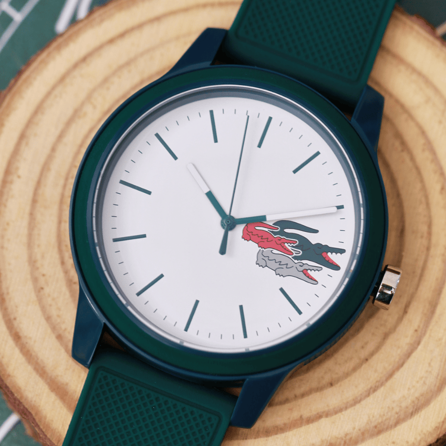Lacoste 12.12 White Dial Green Silicon Strap Watch for Men  - 2011135