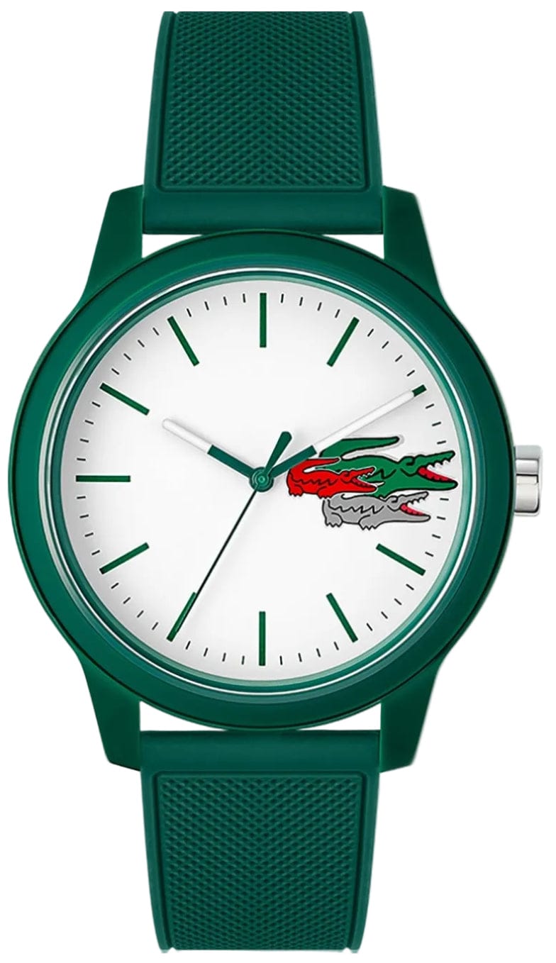 Lacoste 12.12 White Dial Green Silicon Strap Watch for Men  - 2011135