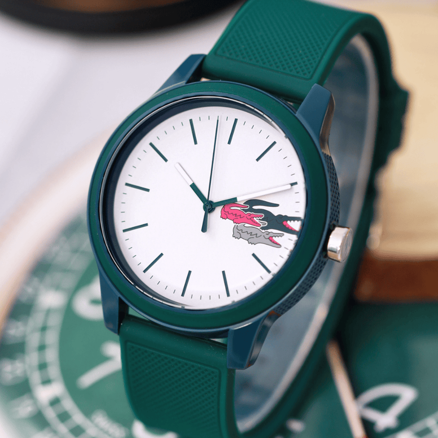Lacoste 12.12 White Dial Green Silicon Strap Watch for Men  - 2011135