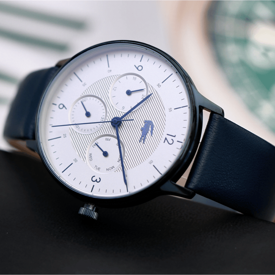 Lacoste Club White Dial Blue Leather Strap Watch for Men - 2011140