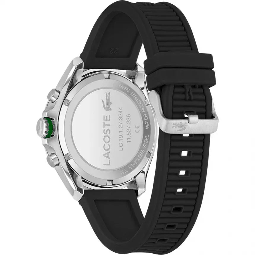 Lacoste Tiebreaker Chronograph Black Dial Black Silicone Strap Watch for Men - 2011152