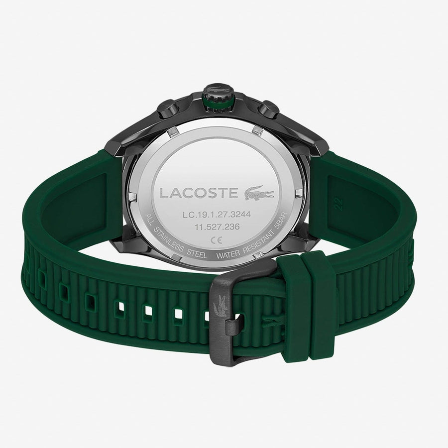 Lacoste Tiebreaker Chronograph Black Dial Green Silicon Strap Watch for Men - 2011153