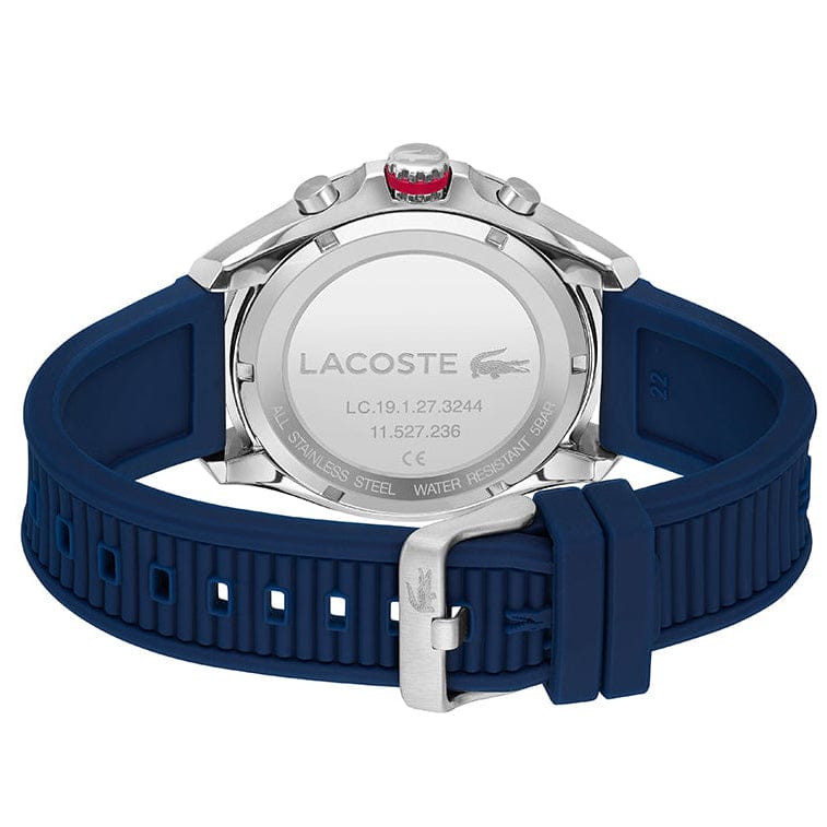 Lacoste Tiebreaker Chronograph Blue Dial Blue Silicon Strap Watch for Men - 2011154