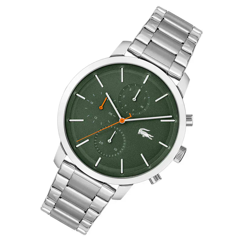 Lacoste Replay Green Dial Silver Steel Strap Watch for Men - 2011178
