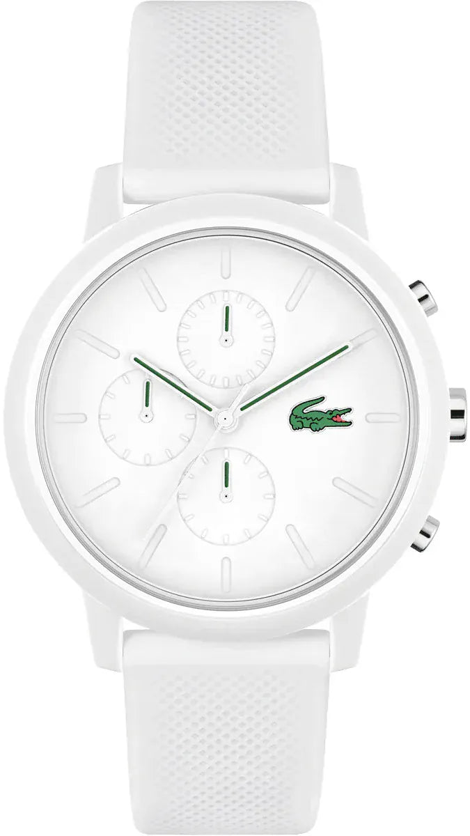 Lacoste 12.12 Chronograph White Dial White Silicon Strap Watch for Men  - 2011246