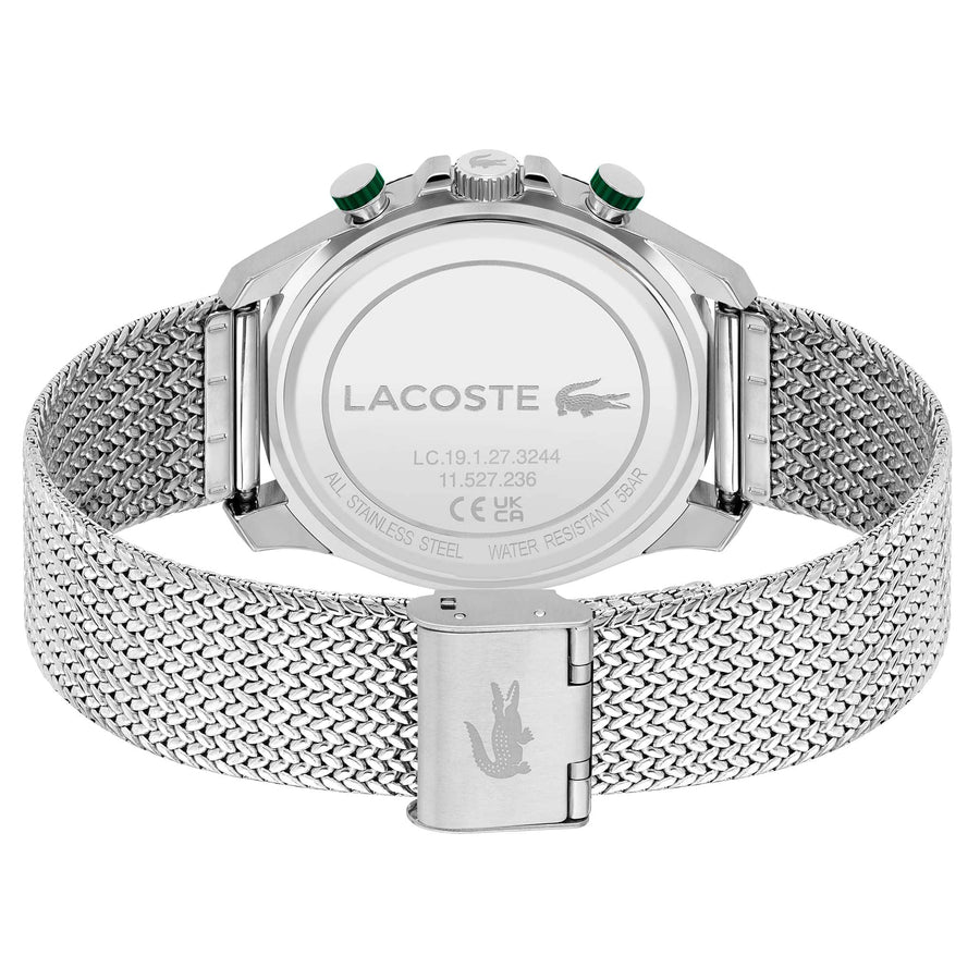 Lacoste Neoheritage Chronograph Green Dial Silver Steel Strap Watch for Men - 2011255