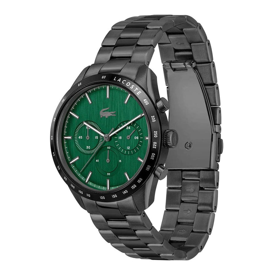 Lacoste Boston Green Dial Black Steel Strap Watch for Men - 2011270