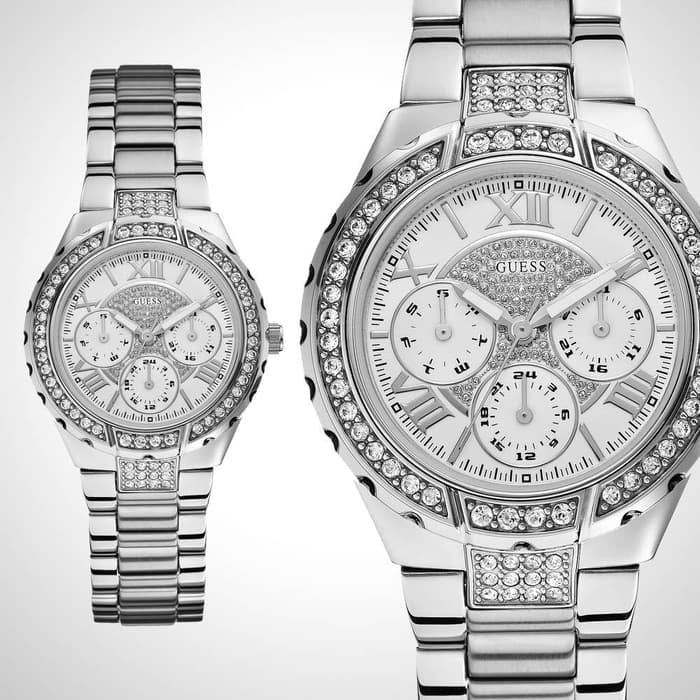 Guess Viva Quartz Silver Dial Silver Steel Strap Watch For Women - W0111l1