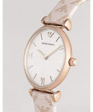 Emporio Armani Analog Grey Dial Pink Leather Strap Watch For Women - AR11126