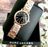 Marc Jacobs Roxy Black Dial Rose Gold Stainless Steel Strap Watch for Women - MJ3569