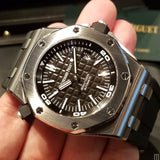 Audemars Piguet Royal Oak Offshore Diver Black Dial Black Rubber Strap Watch for Men - 15710ST.OO.A002CA.01