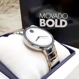 Movado Edge Silver Dial Silver Steel Strap Watch for Women - 3680012