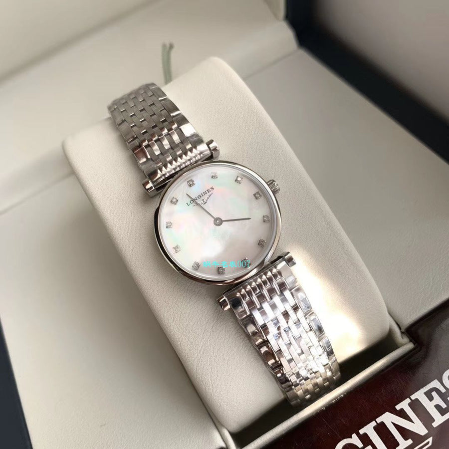 Longines La Grande Classique Diamonds White Dial Silver Steel Strap Watch for Women - L4.209.4.87.6