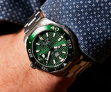 Tag Heuer Aquaracer Calibre 5 Green Dial Silver Steel Strap Watch for Men - WAY201S.BA0927