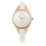 Calvin Klein Rebel White Grey Dial White Leather Strap Watch for Women - K8P236L6