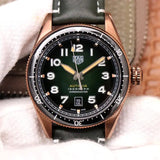 Tag Heuer Autavia Calibre 5 Automatic 42mm Olive Green Dial Leather Strap Watch for Men - WBE5190.FC8268