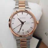 Gucci G Timeless Silver Dial Two Tone Steel Strap Watch For Men - YA126473