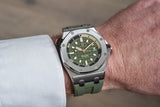 Audemars Piguet Royal Oak Offshore Diver Green Dial Green Rubber Strap Watch for Men - 15720ST.OO.A052CA.01